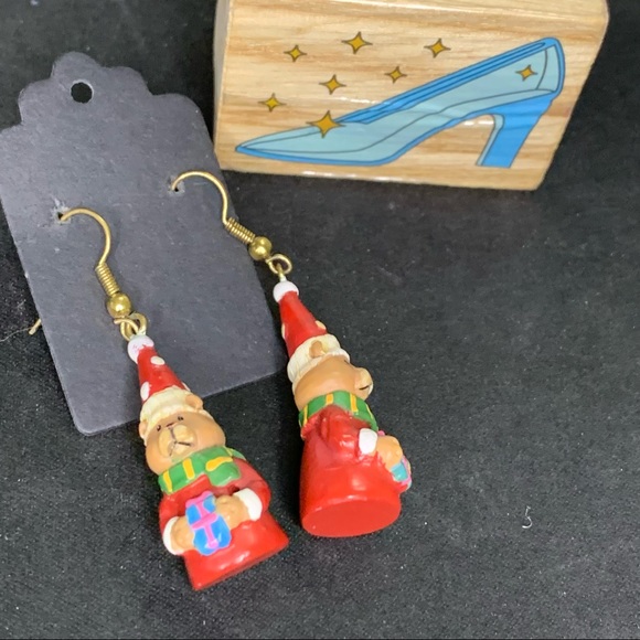 Vintage Fun Bear Holiday-Christmas vibes Drop Earrings - Picture 3 of 9